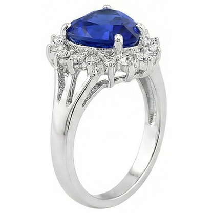 7.61 Ct Heart Sri Lanka Blue Sapphire And Natural Earth Mined Diamonds Ring