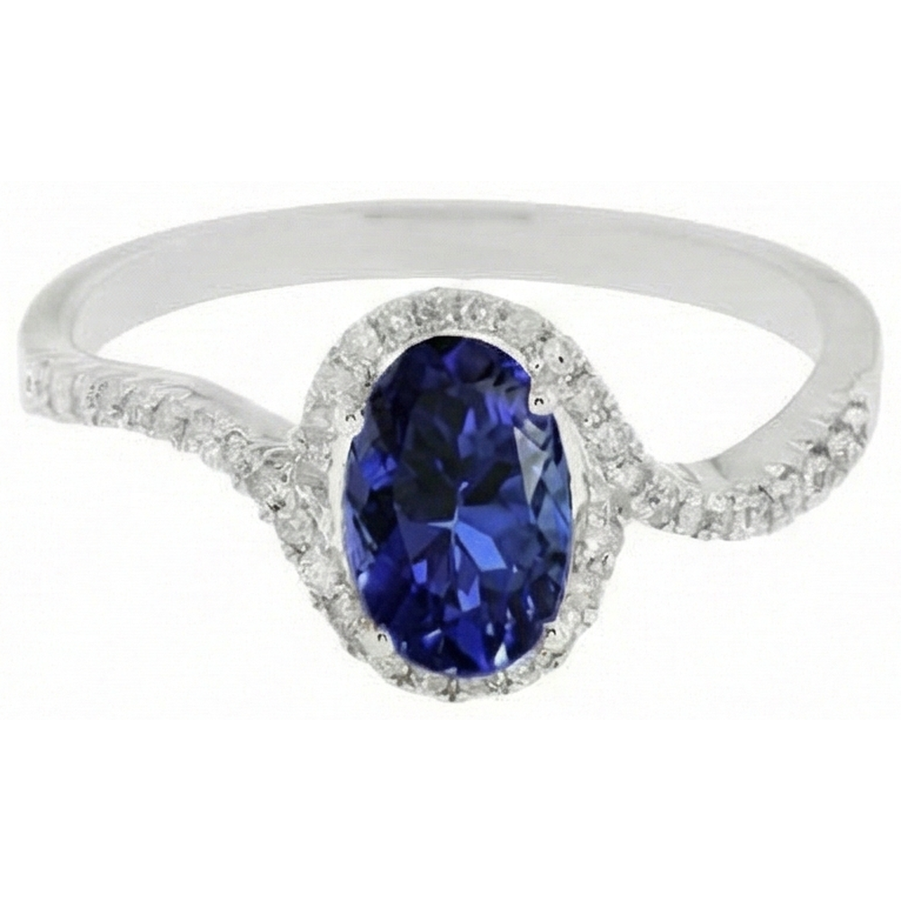 Natural Real ( Not Lab Grown )  7.75 Carats Blue Tanzanite Wedding Ring White Gold 14K