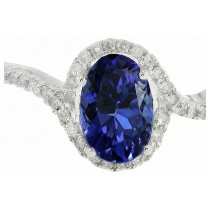 Natural Real ( Not Lab Grown )  7.75 Carats Blue Tanzanite Wedding Ring White Gold 14K