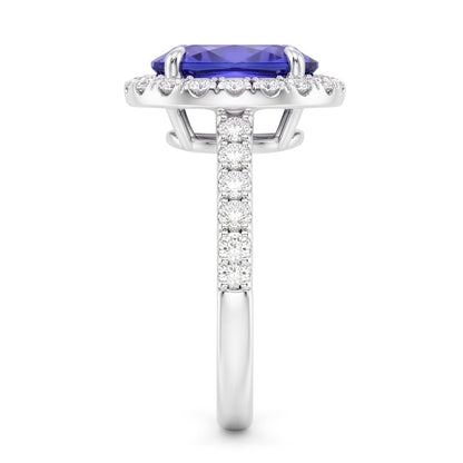 7.75 Ct Gold Jewelry Oval Tanzanite With Halo Natural Earth Mined Diamond Ring