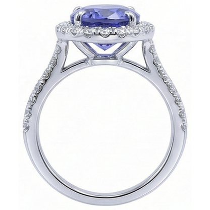 7.75 Ct Gold Jewelry Oval Tanzanite With Halo Natural Earth Mined Diamond Ring