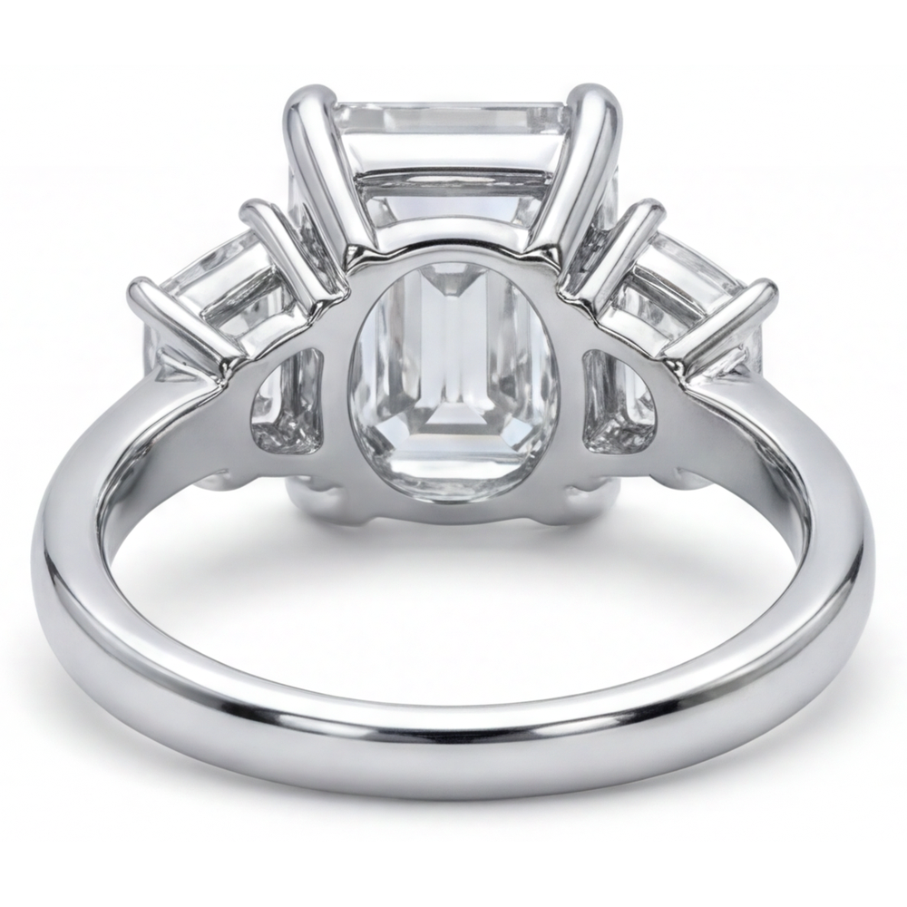 7 Carat 3 Stone Emerald Natural Real Diamond ( Not Lab Grown ) Ring