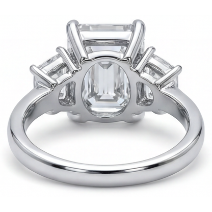 7 Carat 3 Stone Emerald Natural Real Diamond ( Not Lab Grown ) Ring