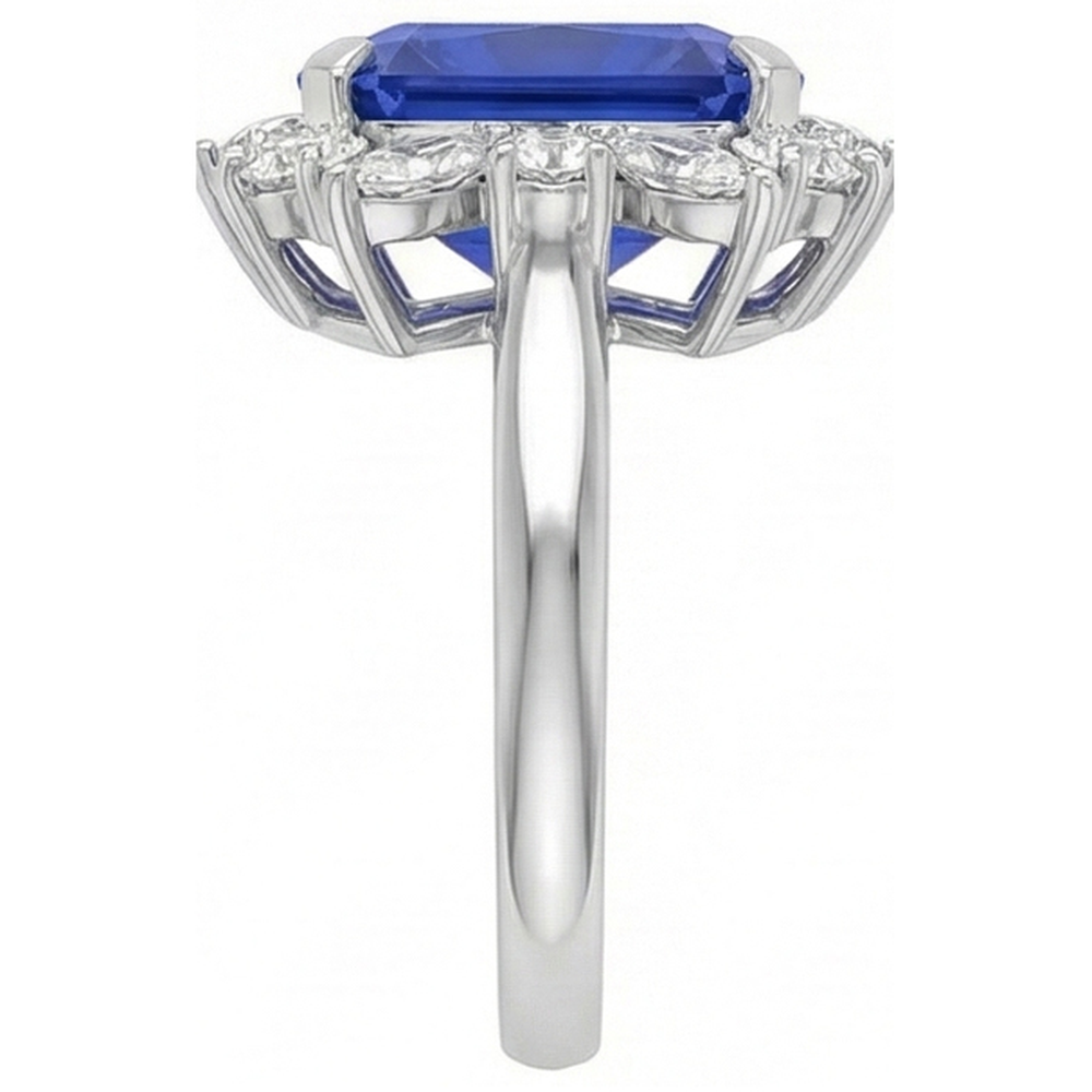 7 Carat Blue Asscher Sapphire IGI CERTIFIED Diamond Ring