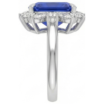 7 Carat Blue Asscher Sapphire IGI CERTIFIED Diamond Ring