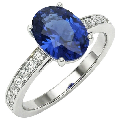 7 Carat Sapphire Natural Earth Mined Diamond Engagement Ring