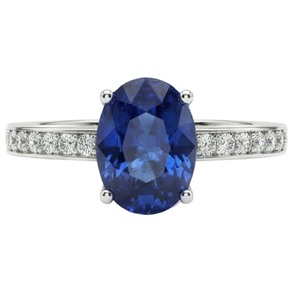 7 Carat Sapphire Natural Earth Mined Diamond Engagement Ring