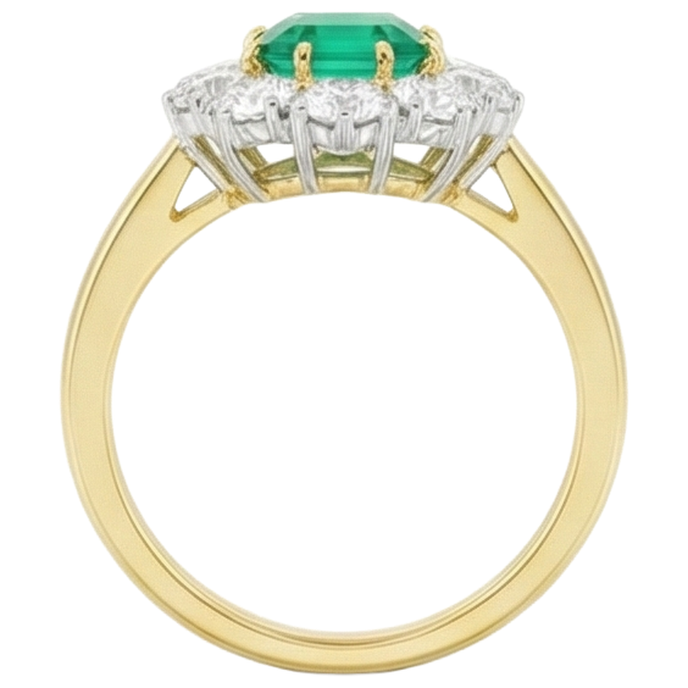 7 Carats Green Emerald GIA Natural Earth Mined Diamond Wedding Ring Gold 14K