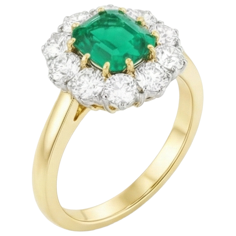 7 Carats Green Emerald GIA Natural Earth Mined Diamond Wedding Ring Gold 14K