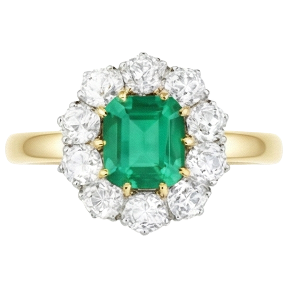 7 Carats Green Emerald GIA Natural Earth Mined Diamond Wedding Ring Gold 14K
