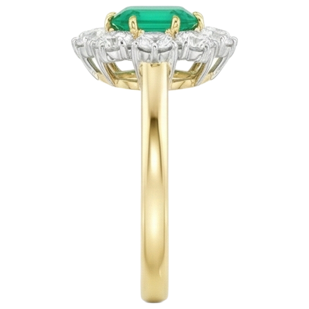 7 Carats Green Emerald GIA Natural Earth Mined Diamond Wedding Ring Gold 14K