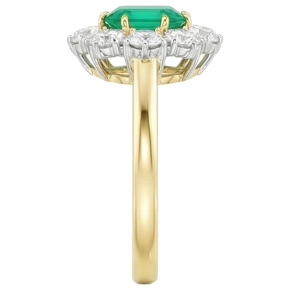 7 Carats Green Emerald GIA Natural Earth Mined Diamond Wedding Ring Gold 14K