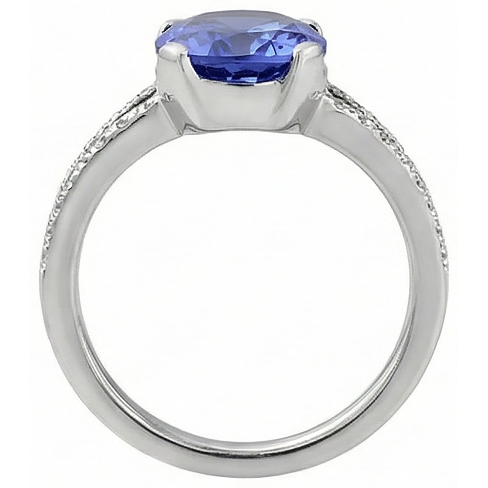 7 Carats Oval Tanzanite Natural Earth Mined Diamonds Engagement Ring White Gold 14K