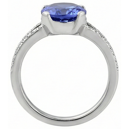 7 Carats Oval Tanzanite Natural Earth Mined Diamonds Engagement Ring White Gold 14K