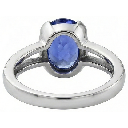 7 Carats Oval Tanzanite Natural Earth Mined Diamonds Engagement Ring White Gold 14K