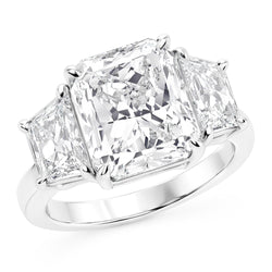 7 Carats Radiant Natural Real Diamond ( Not Lab Grown ) 3 Stone Engagement Ring Gold White