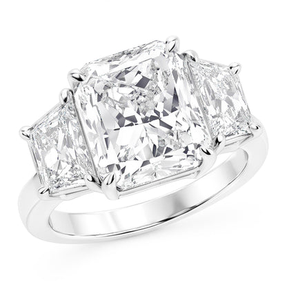 7 Carats Radiant Natural Real Diamond ( Not Lab Grown ) 3 Stone Engagement Ring Gold White
