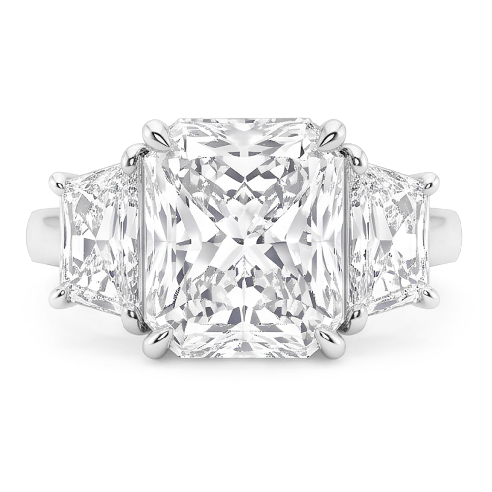 7 Carats Radiant Natural Real Diamond ( Not Lab Grown ) 3 Stone Engagement Ring Gold White