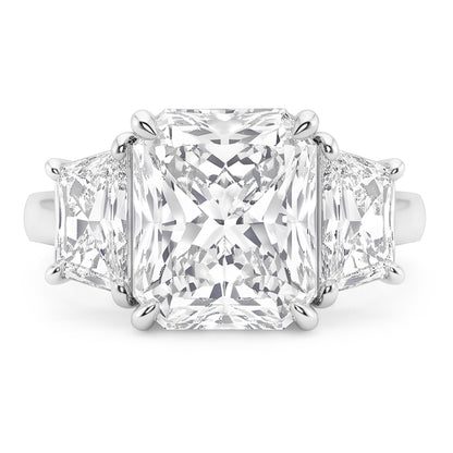 7 Carats Radiant Natural Real Diamond ( Not Lab Grown ) 3 Stone Engagement Ring Gold White