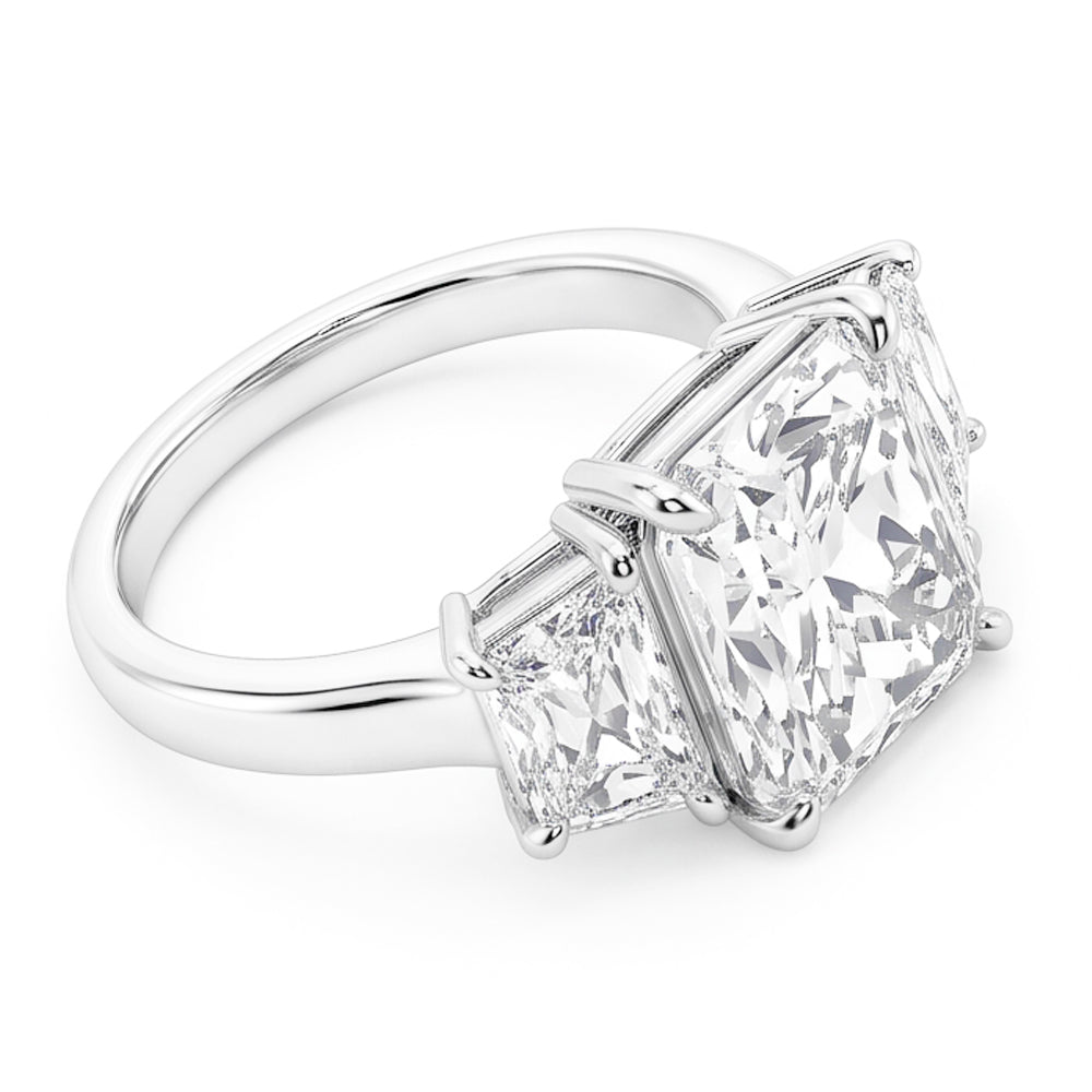 7 Carats Radiant Natural Real Diamond ( Not Lab Grown ) 3 Stone Engagement Ring Gold White