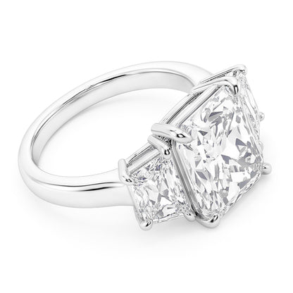 7 Carats Radiant Natural Real Diamond ( Not Lab Grown ) 3 Stone Engagement Ring Gold White
