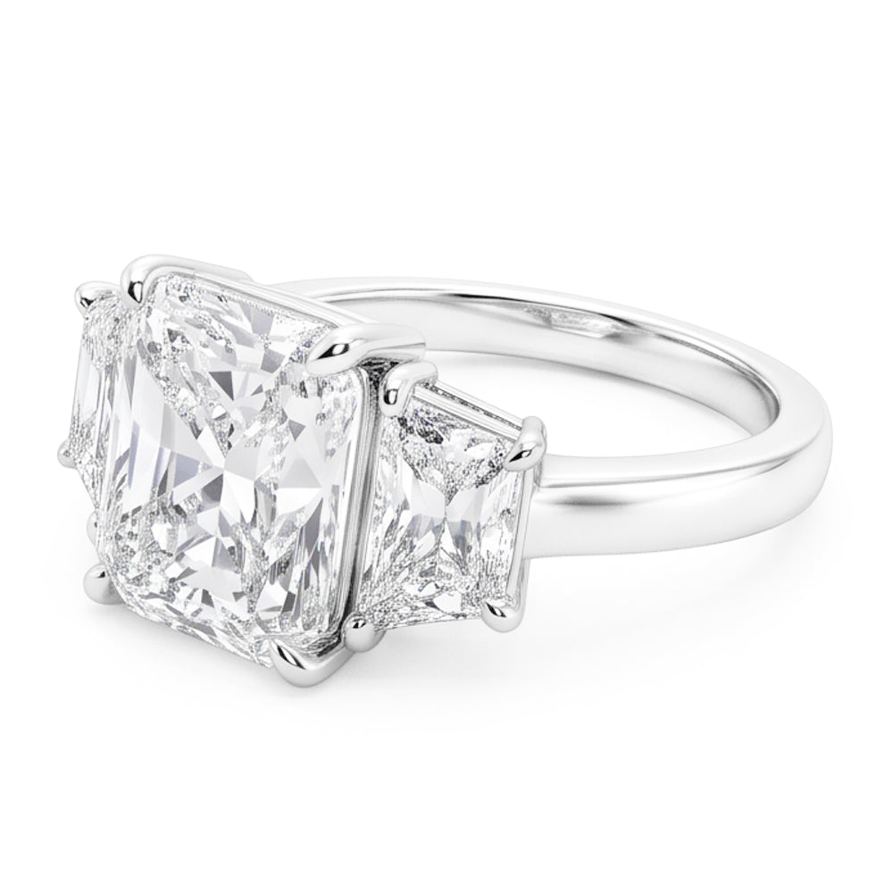 7 Carats Radiant Natural Real Diamond ( Not Lab Grown ) 3 Stone Engagement Ring Gold White