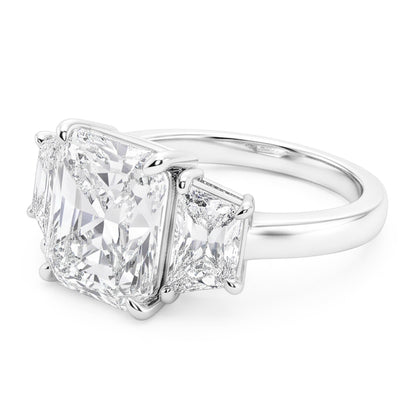 7 Carats Radiant Natural Real Diamond ( Not Lab Grown ) 3 Stone Engagement Ring Gold White