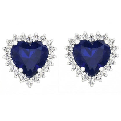 7 Ct Blue Sapphire & Round IGI CERTIFIED Diamonds Lady Studs Earring White Gold