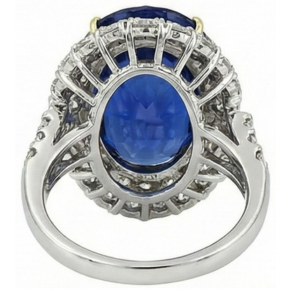 7 Ct Oval Sri Lanka Blue Sapphire And Natural Earth Mined Diamonds Ring White Gold 14K