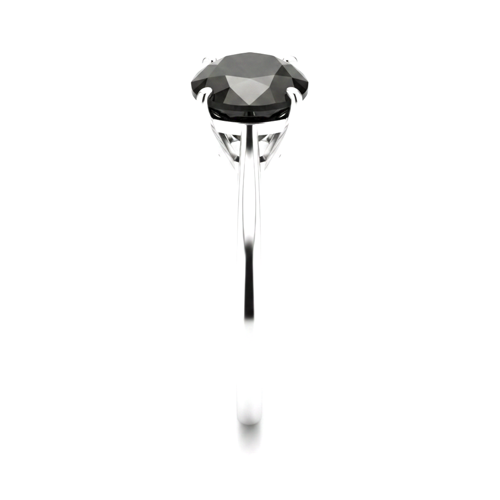 7 Carat Oval Black Diamond Solitaire Ring Natural 14K White Gold