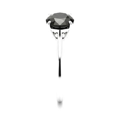 7 Carat Oval Black Diamond Solitaire Ring Natural 14K White Gold