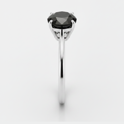7 Carat Oval Black Diamond Solitaire Ring Natural 14K White Gold