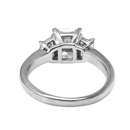 7 Carats Radiant & Trapezoid Diamond Three Stone Ring