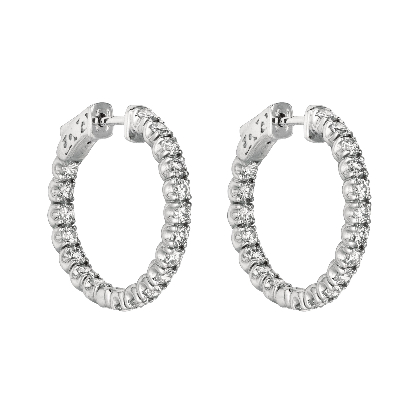 7 Pointer Natural Earth Mined Diamond Hoop Earrings 2.75 Carats 14K White