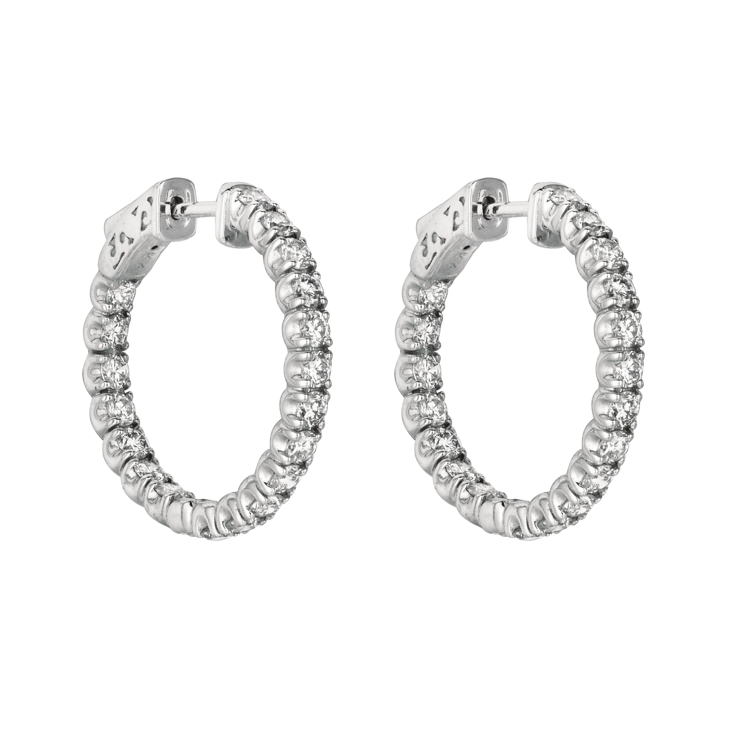 7 Pointer Natural Earth Mined Diamond Hoop Earrings 2.75 Carats 14K White