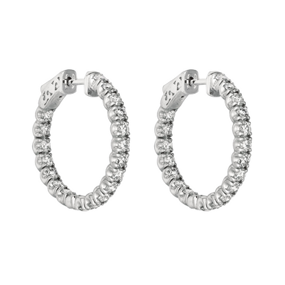 7 Pointer Natural Earth Mined Diamond Hoop Earrings 2.75 Carats 14K White