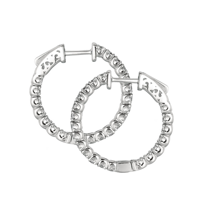 7 Pointer Natural Earth Mined Diamond Hoop Earrings 2.75 Carats 14K White