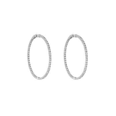 7 Pointer Natural Earth Mined Diamond Hoop Earrings 7.75 Carats 14K White