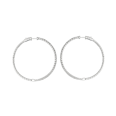 7 Pointer Natural Earth Mined Diamond Hoop Earrings 7.75 Carats 14K White