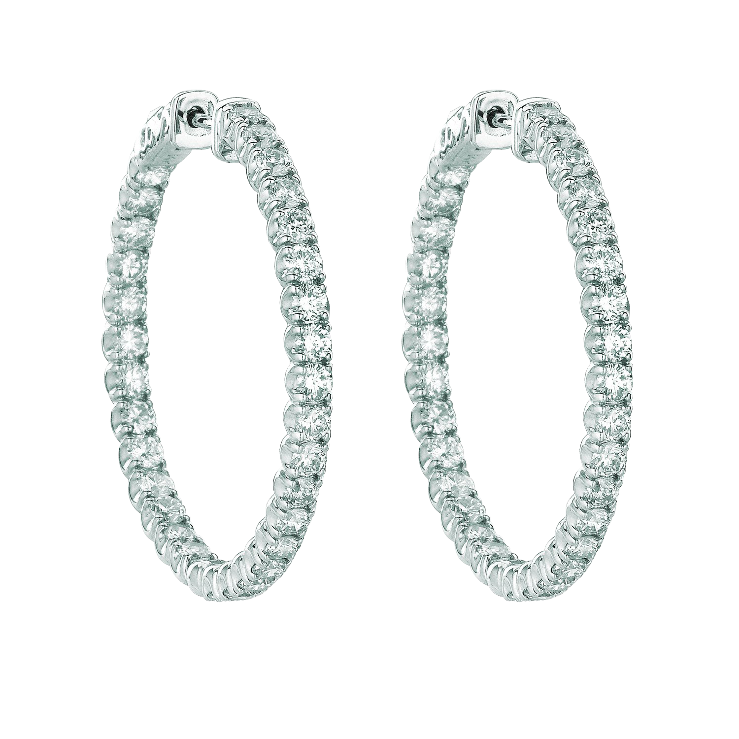 Hoop Earrings/Patented Snap Lock 4.50 Carats 14K White Natural Earth Mined Diamond