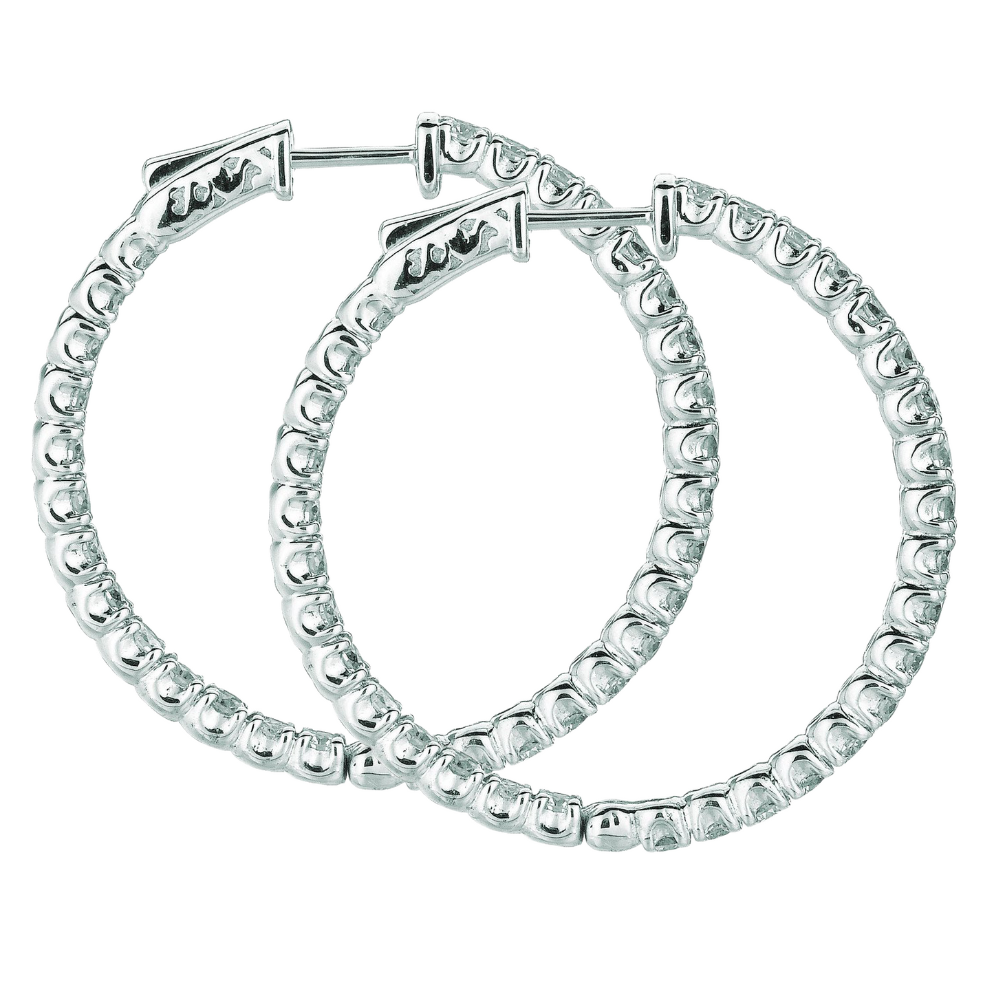 Hoop Earrings/Patented Snap Lock 4.50 Carats 14K White Natural Earth Mined Diamond