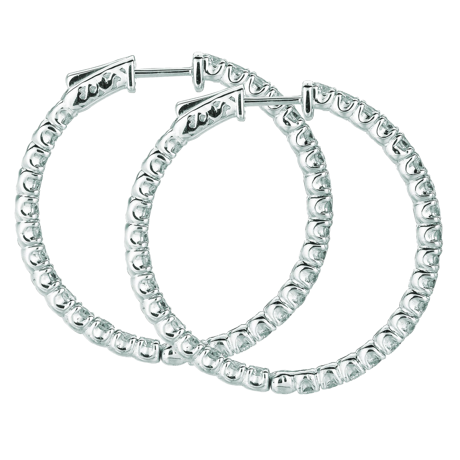 Hoop Earrings/Patented Snap Lock 4.50 Carats 14K White Natural Earth Mined Diamond