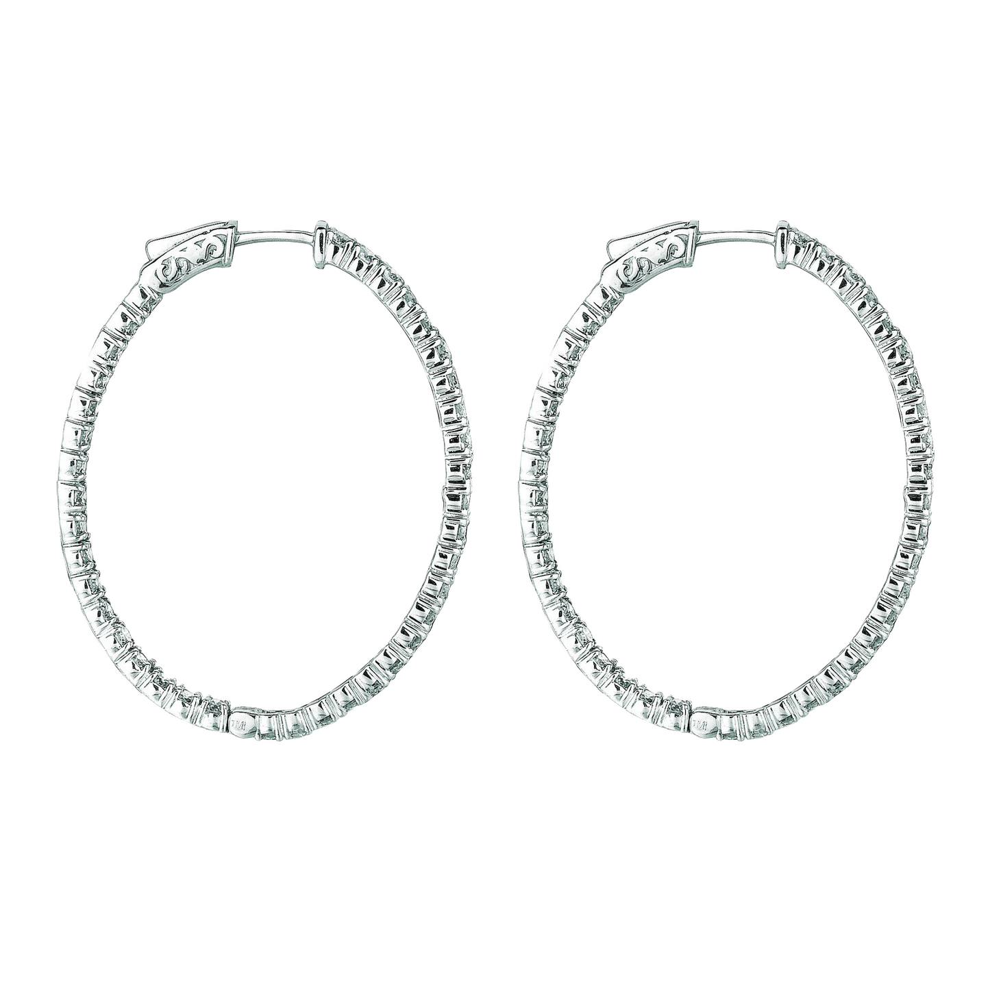 7 Pointer Oval Shape Hoop Earrings 5.46 Carats 14K White Natural Earth Mined Diamond