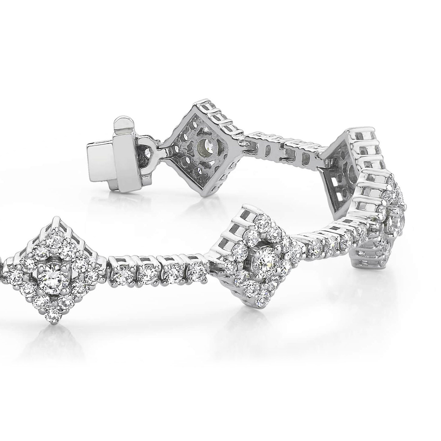 7.25 Carats Round Cut Sparkling Lab Grown Diamonds Link Bracelet White Gold 14K