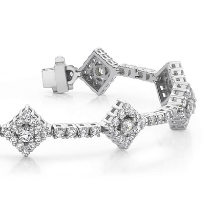 7.25 Carats Round Cut Sparkling Lab Grown Diamonds Link Bracelet White Gold 14K