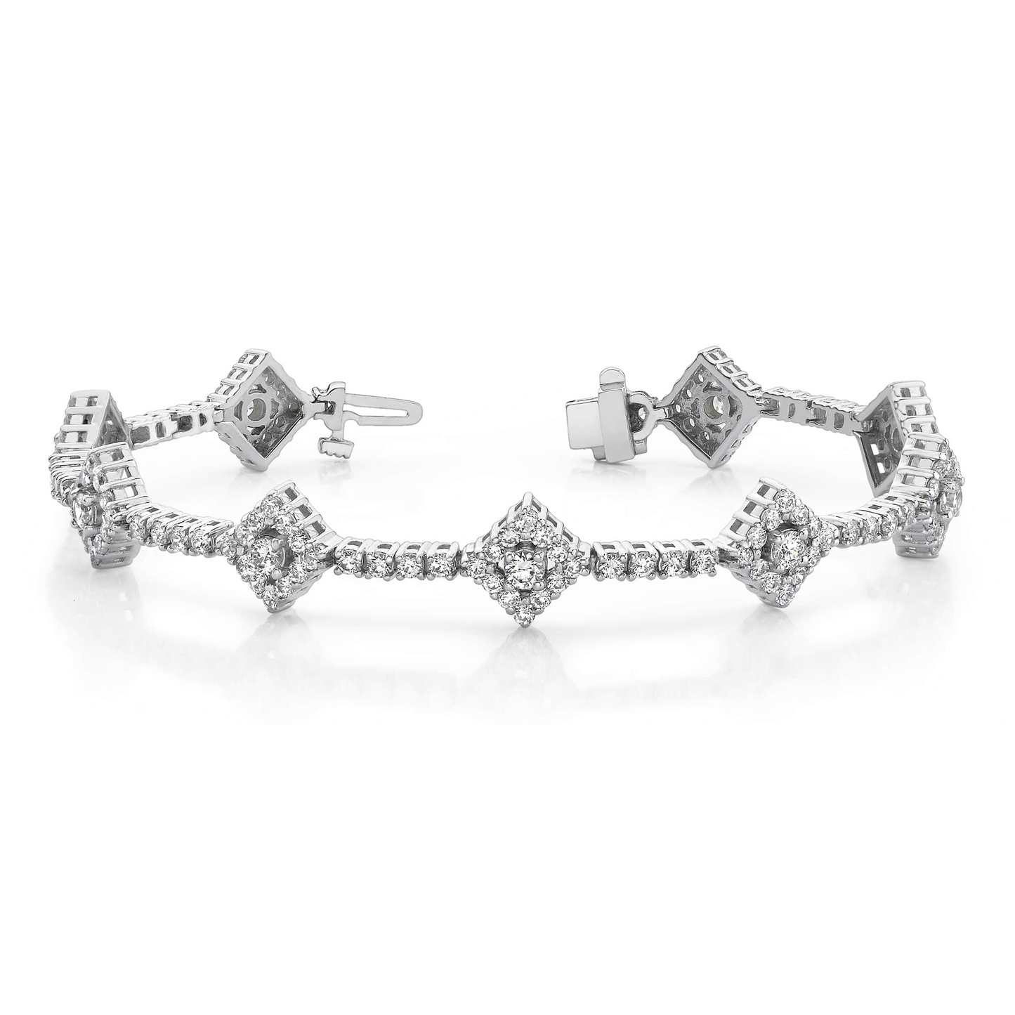 7.25 Carats Round Cut Sparkling Lab Grown Diamonds Link Bracelet White Gold 14K