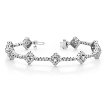 7.25 Carats Round Cut Sparkling Lab Grown Diamonds Link Bracelet White Gold 14K