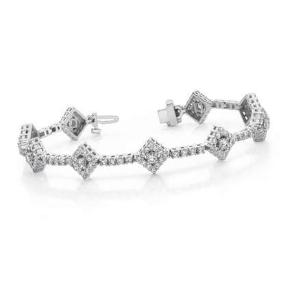 7.25 Carats Round Cut Sparkling Lab Grown Diamonds Link Bracelet White Gold 14K