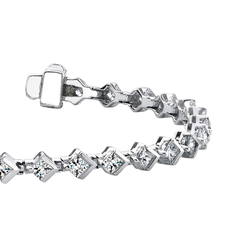 7.25 Ct Princess Cut Half Lab Grown Diamond Link Bracelet White Gold Jewelry