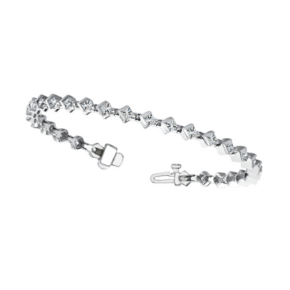 7.25 Ct Princess Cut Half Lab Grown Diamond Link Bracelet White Gold Jewelry